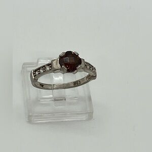 925 Sterling Silver & Brown Checkerboard Cut Cz Ring | 7.25